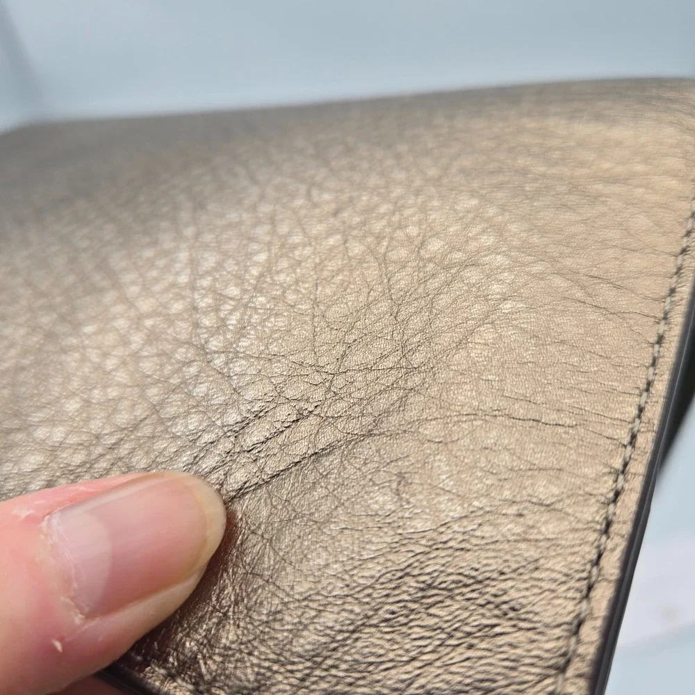 Coach Gold Metallic‎ Leather Clutch Purse Bag Chain Strap Cocktail Party Dressy